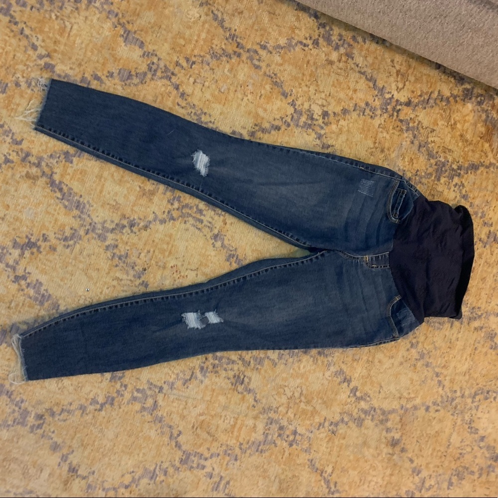 Jessica Simpson Maternity Skinny Ankle Distressed Dark Jeans size small